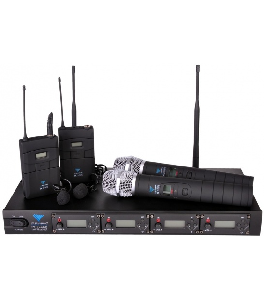 Mikrofon PLL-400 UHF 4 kanały (2 do ręki+2 na klip)