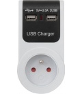 Zasilacz sieciowy wtyczkowy +2xgniazda USB GB101