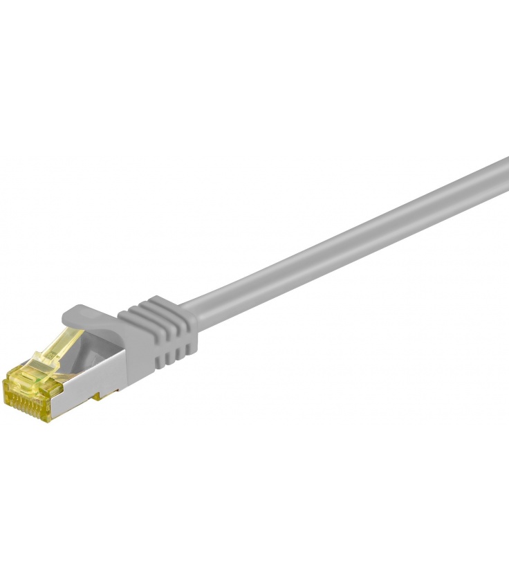 Kabel Patchcord CAT 7 S/FTP PIMF (z wtykami CAT 6a RJ45/RJ45) 0.25m szary