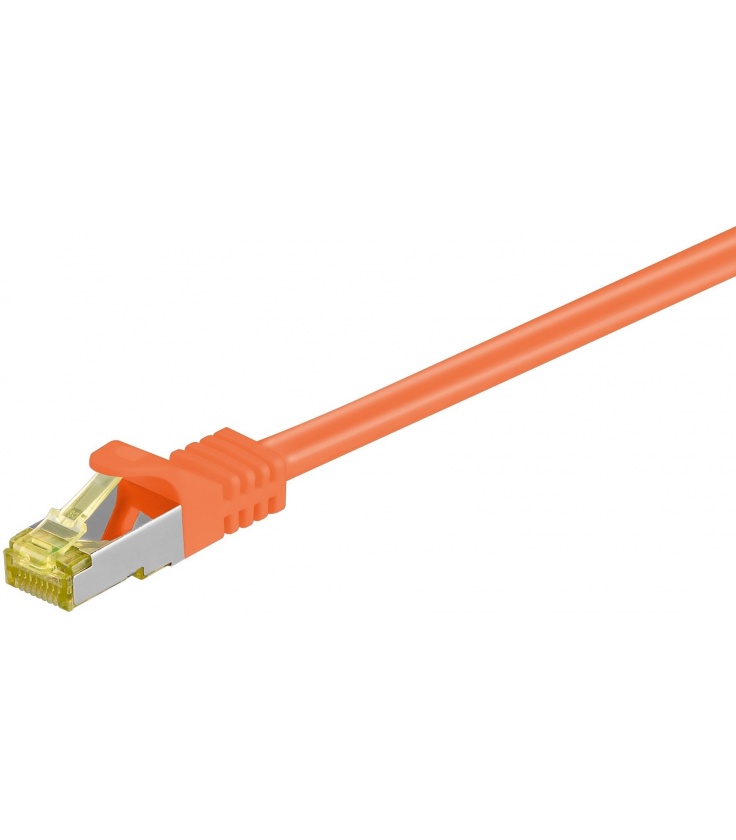 Kabel Patchcord CAT 7 S/FTP PIMF (z wtykami CAT 6a RJ45/RJ45) 0.25m pomarańczowy