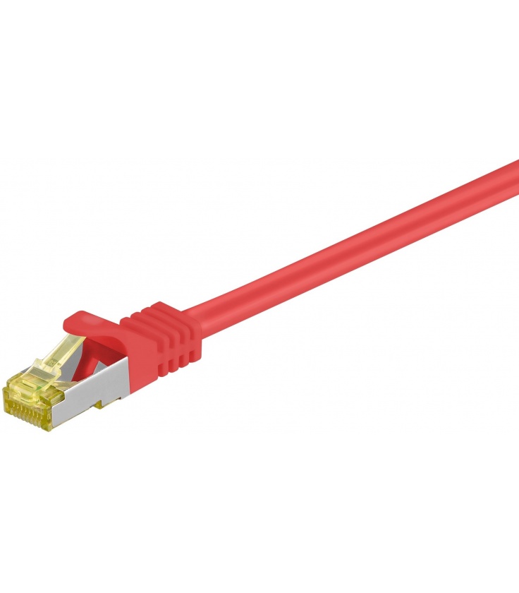 Kabel Patchcord CAT 7 S/FTP PIMF (z wtykami CAT 6a RJ45/RJ45) 0.25m czerwony