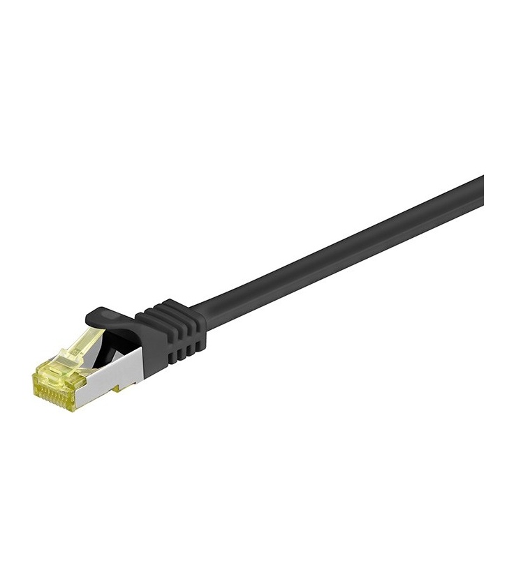 Kabel Patchcord CAT 7 S/FTP PIMF (z wtykami CAT 6a RJ45/RJ45) 1m czarny