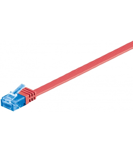 Kabel płaski Patchcord CAT 6a U/UTP RJ45/RJ45 0,5m czerwony