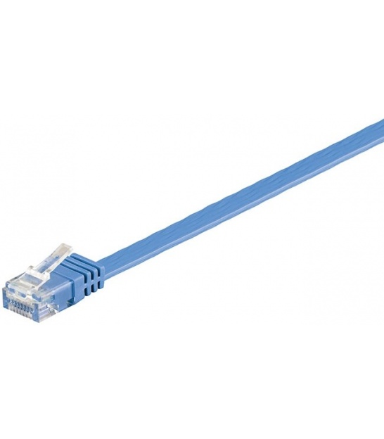 Kabel płaski Patchcord CAT 6 U/UTP RJ45/RJ45 1m niebieski