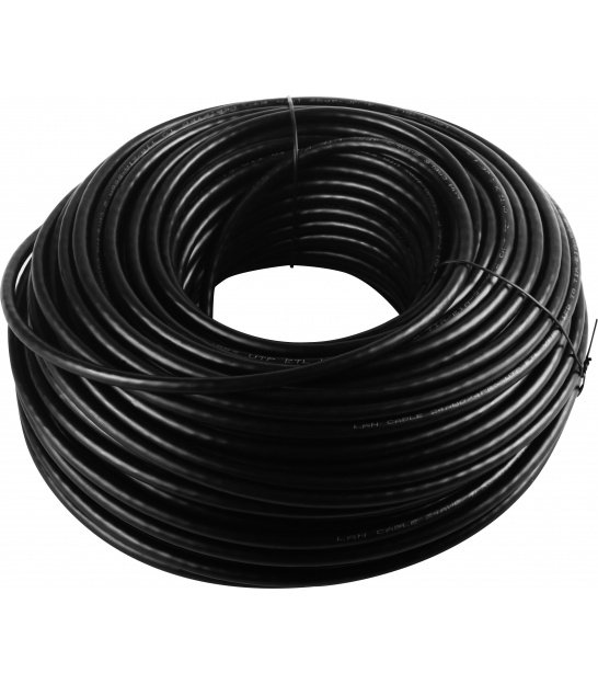 Kabel instalacyjny zewnętrzny (drut) CAT 6 U/UTP CCA 100m czarny (zestaw)