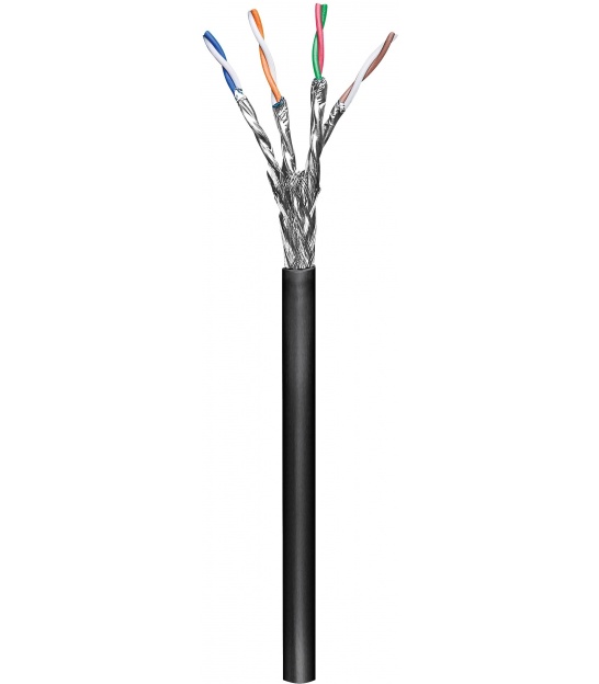 Kabel instalacyjny zewnętrzny (linka) CAT 6 S/FTP PiMF CCA 100m czarny