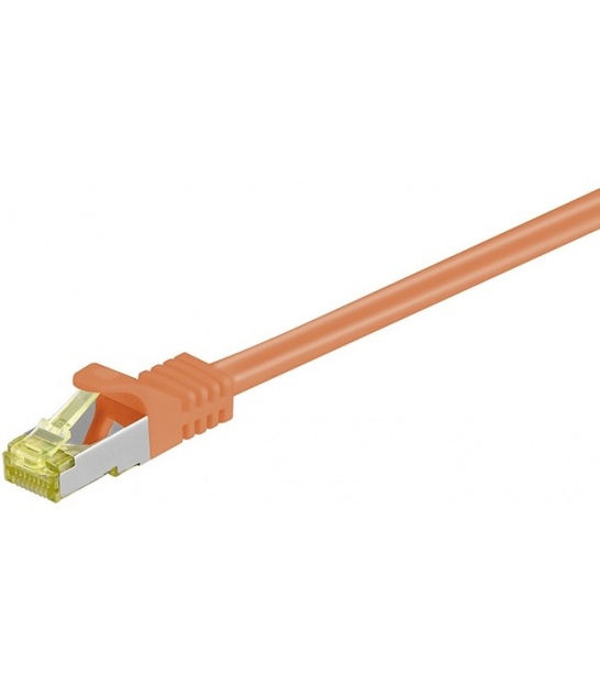 Kabel Patchcord CAT 7 S/FTP PIMF (z wtykami CAT 6a RJ45/RJ45) 1m pomarańczowy