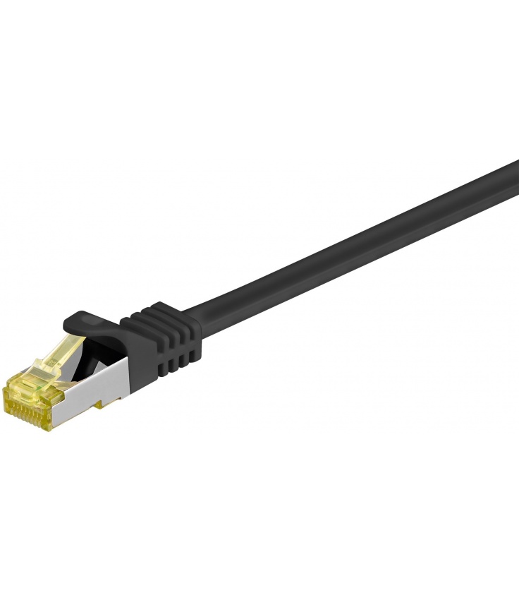 Kabel Patchcord CAT 7 S/FTP PIMF (z wtykami CAT 6a RJ45/RJ45) 0.25m czarny