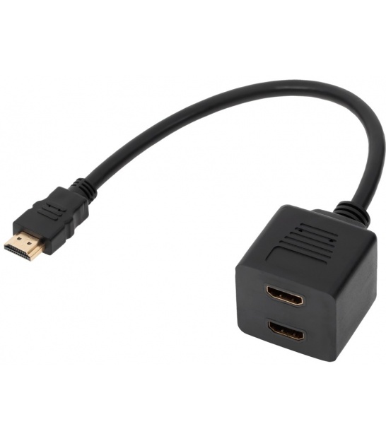 Adaptor HDMI wtyk-2 x gniazdo na kablu 30cm