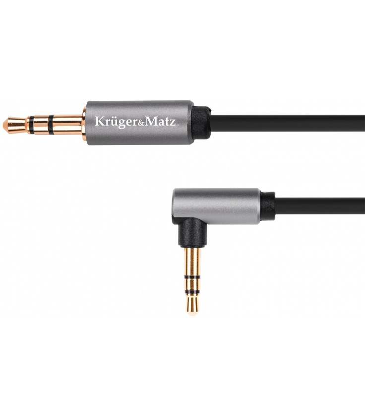 Kabel jack 3.5 wtyk stereo - 3.5 wtyk kątowy stereo 1m Kruger&Matz Basic