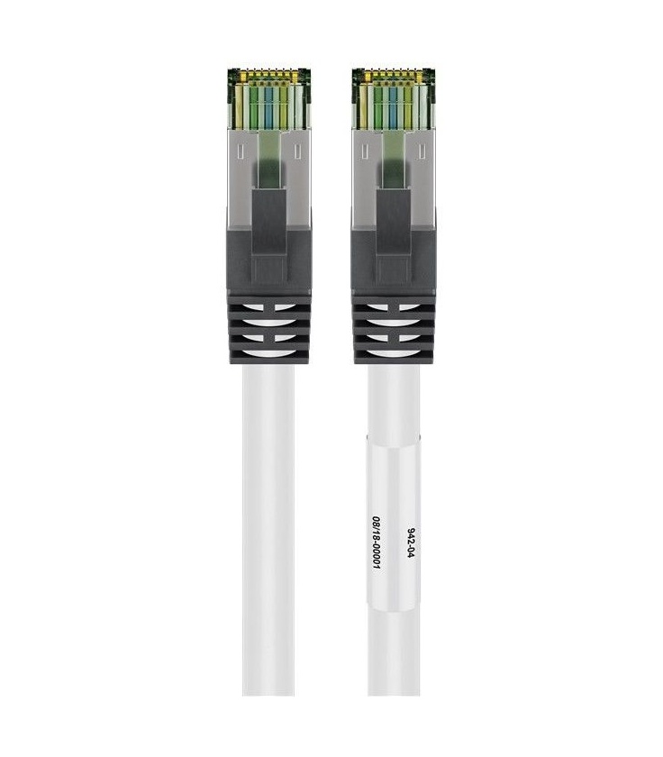 Kabel Patchcord CAT 8.1 S/FTP PIMF RJ45/RJ45 0,25m biały