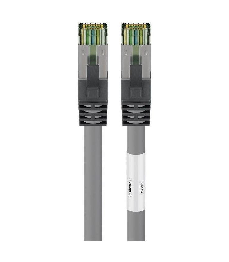 Kabel Patchcord CAT 8.1 S/FTP PIMF RJ45/RJ45 0,25m szary