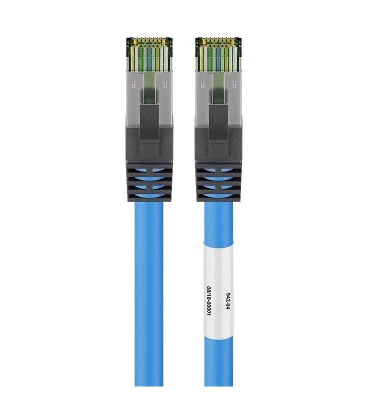 Kabel Patchcord CAT 8.1 S/FTP PIMF RJ45/RJ45 15m niebieski