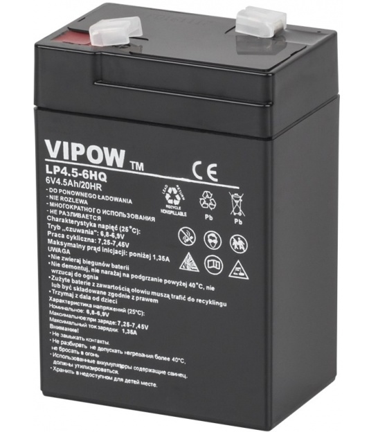 Akumulator żelowy VIPOW 6V 4.5Ah HQ