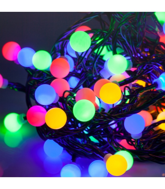 Lampki choinkowe LED zewnętrzne 10m, RGB ze zmianę trybu swiecenia (kulki)