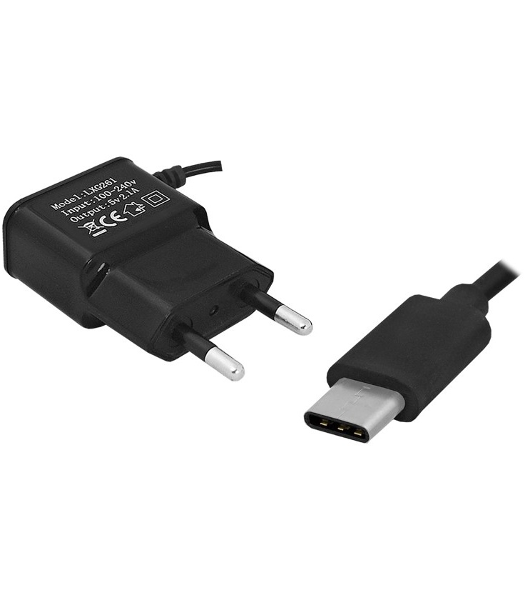 Ładowarka sieciowa USB typ C 2100 mA czarna LXG261