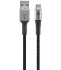 Kabel tekstylny Micro USB / USB-A z metalowymi wtyczkami 0,5m Goobay