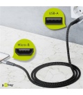 Kabel tekstylny Micro USB / USB-A z metalowymi wtyczkami 2m Goobay