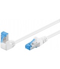 CAT 6A patchcable 1x 90°angled, S/FTP (PiMF), white, 0.5 m - latch on top, LSZH halogen-free, copper