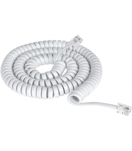 Kabel telefoniczny spiralny słuchawkowy 7,5m biały