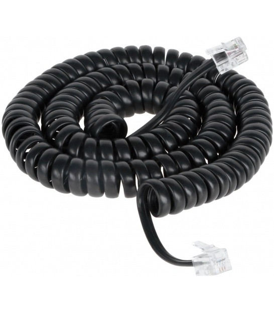 Kabel telefoniczny spiralny słuchawkowy 7,5m czarny