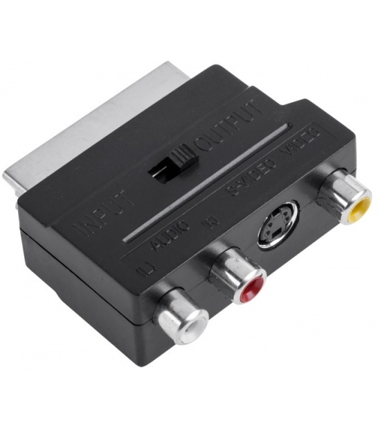 Złącze adapter EURO - SVHS, 3x RCA  z przełącznikiem IN+OUT