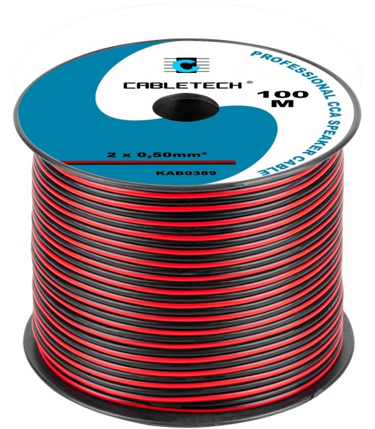 Kabel głośnikowy CCA 0.50mm czarno-czerwony