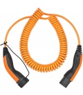 Kabel do ładowania samochodu elektrycznego spiralny Typu 2, do 11 kW, 5 m, pomarańczowy