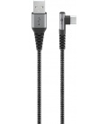 Kabel tekstylny USB-C™ / USB-A z metalowymi wtyczkami (wtyk kątowy 90°) 1m Goobay