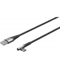 Kabel tekstylny USB-C™ / USB-A z metalowymi wtyczkami (wtyk kątowy 90°) 1m Goobay