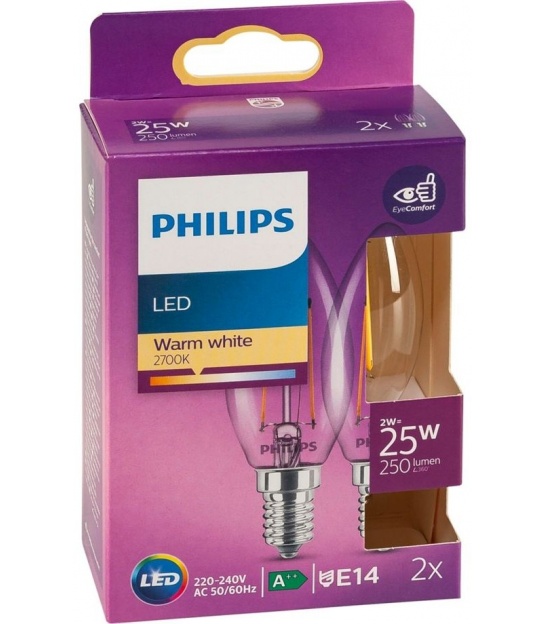 Żarówka LED Philips Vintage E14 2W (25W) 2700K /cena za pudełko 2 sztuki
