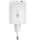 Szybka ładowarka sieciowa USB + 2x USB-C™ PD (Power Delivery) (65 W) biała Goobay