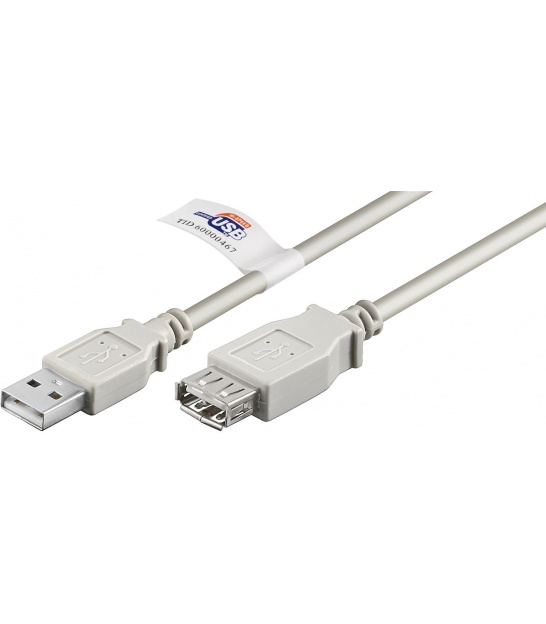 Przedłużacz USB 2.0 wtyk / gniazdo Hi-Speed z certyfikatem USB, 3m Szary