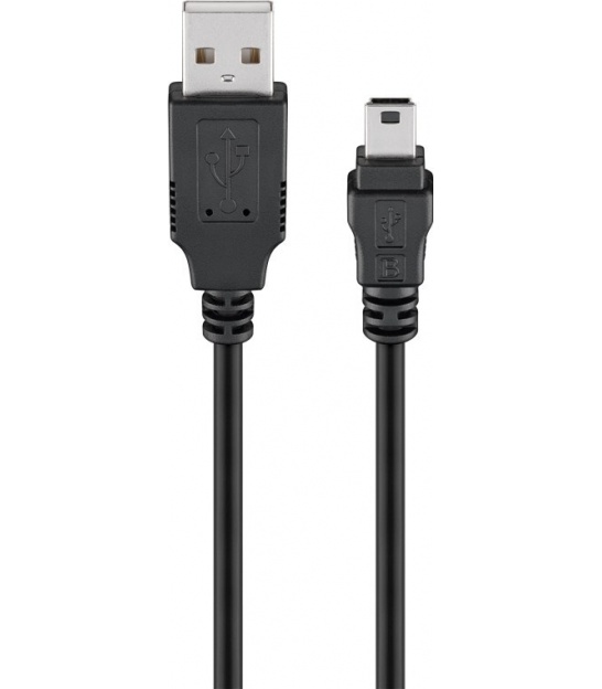 Kabel USB 2.0 wtyk USB / wtyk miniUSB Hi-Speed 0,3m czarny