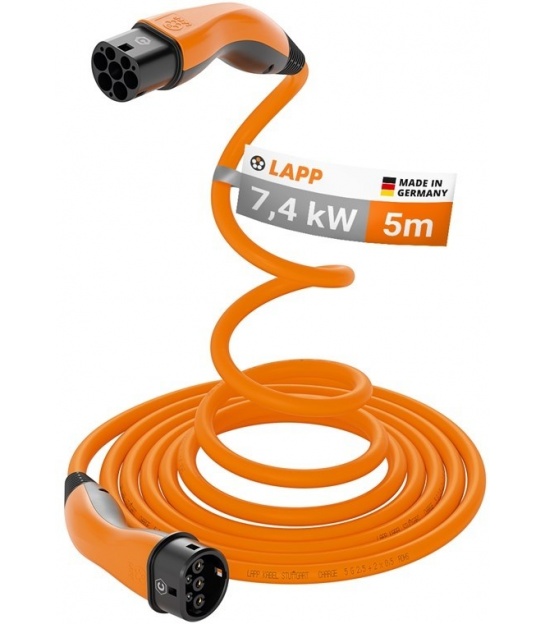 HELIX® Kabel do ładowania samochodu elektrycznego Typu 2, do 7,4 kW, 5 m, pomarańczowy