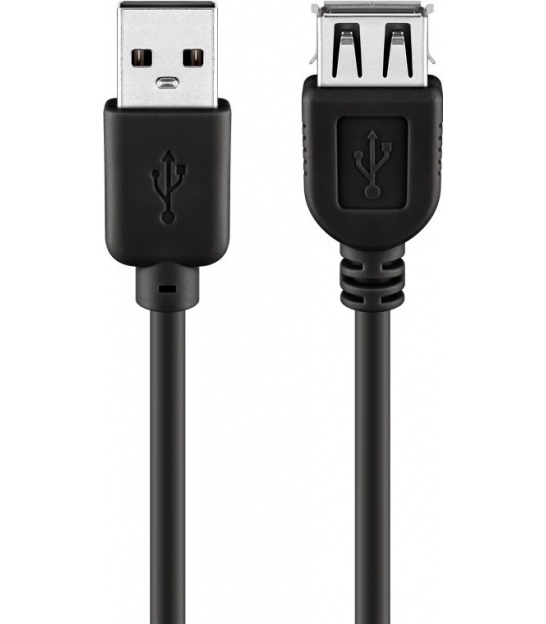 Przedłużacz USB 2.0 Hi-Speed, czarny Wtyk USB 2.0 (typ A) Gniazdo USB 2.0 (typ A)