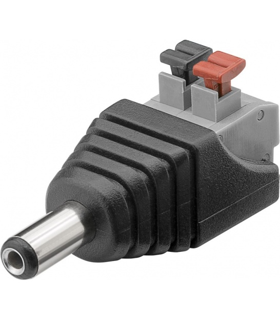 Kostka zaciskowa 2-pinowa Wtyk DC (5,50 x 2,10 mm) mocowanie zaciskiem wciskanym