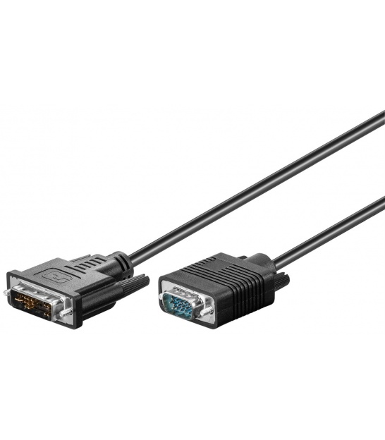 Kabel DVI-A/VGA Full HD, niklowany Wtyk DVI-A (12+5-pinowy) Wtyk VGA (15-biegunowy)