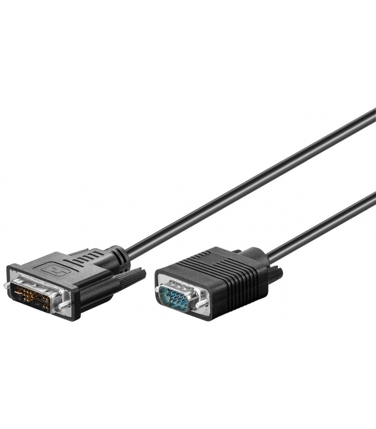 Kabel DVI-A/VGA Full HD, niklowany Wtyk DVI-A (12+5-pinowy) Wtyk VGA (15-biegunowy)