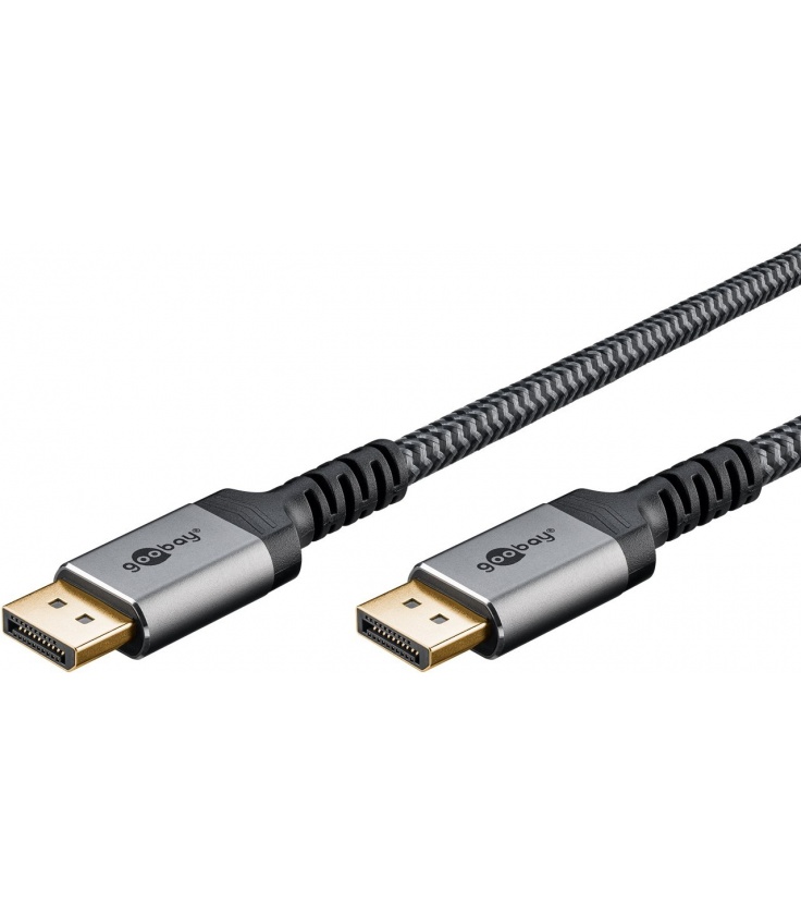 Kabel DisplayPort, DP 1.4, 1 m, Sharkskin Grey Wtyk DisplayPort Wtyk DisplayPort