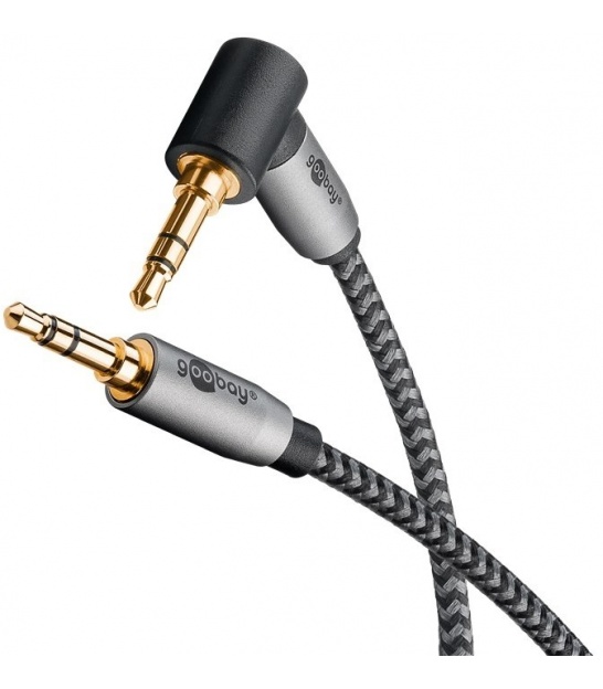 Kabel połączeniowy audio AUX, 3,5 mm stereo, 90°, 0,5 m Wtyk jack 3,5 mm (3-pinowy, stereo) Wtyk jack 3,5 mm (3-pinowy, stere