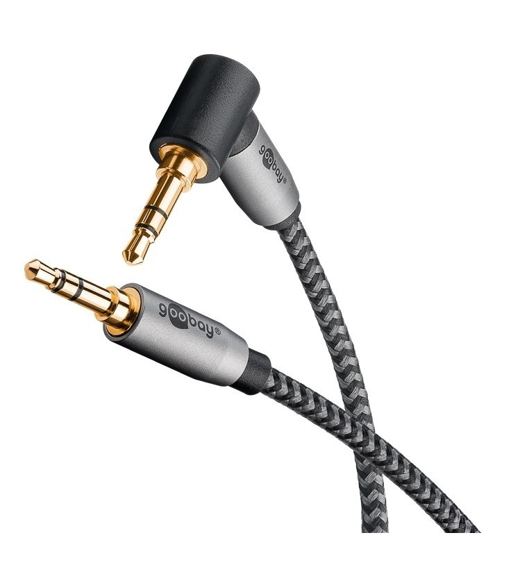 Kabel połączeniowy audio AUX, 3,5 mm stereo, 90°, 0,5 m Wtyk jack 3,5 mm (3-pinowy, stereo) Wtyk jack 3,5 mm (3-pinowy, stere