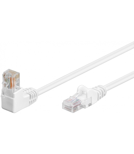 CAT 5e kabel krosowy, 1x 90° kątowy, U/UTP, biały, 0,5 m