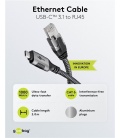 Kabel z wbudowaną kartą sieciową ethernet RJ45 / USB-C 3.1 1Gbit/s 2m