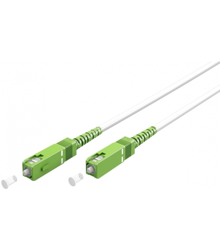 Kabel światłowodowy (FTTH), Singlemode (OS2) White, biały (Simplex), 10 m światłowód (FOC), Wtyk SC-APC (8°) Wtyk SC-APC 