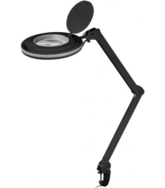 Lampa lupa LED z zaciskiem, 9 W, czarny 80-730 lm, możliwość ściemniania, soczewka ze szkła kryształowego 127 mm, powięks