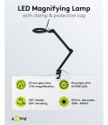 Lampa lupa LED z zaciskiem, 10 W, czarny 800 lm, regulacja jasności i barwy światła, szklana soczewka 127 mm, powiększenie 1