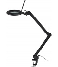 Lampa lupa LED z zaciskiem, 10 W, czarny 800 lm, regulacja jasności i barwy światła, szklana soczewka 127 mm, powiększenie 1